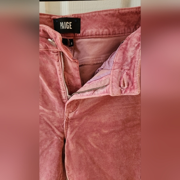 PAIGE Velvet high waist twisted seam slit jeans. Size 26. Color Pink - Picture 4 of 7